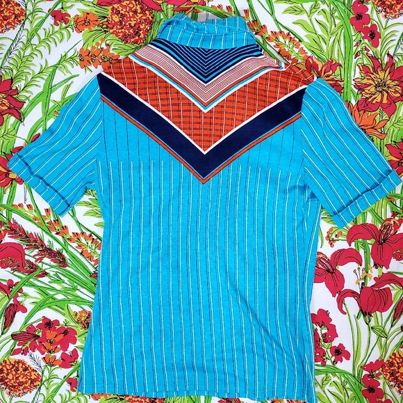 Betty Barclay 1970s Blue Stripe Collared Shirt - Picture 5 of 6